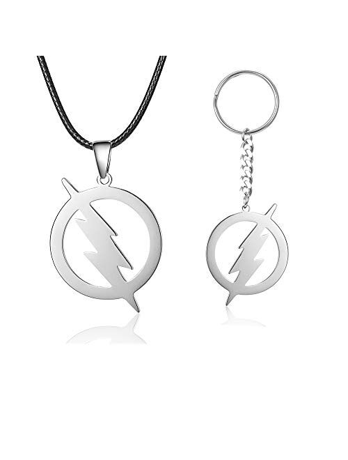 RINHOO Stainless Steel Superhero Flash Nekclace Lightning Necklace Pendant for Men boy Gift (1pc-Flash)