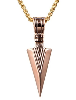 PAURO Men's Stainless Steel Jewelry Spear Point Arrowhead Pendant Necklace Gold/Silver