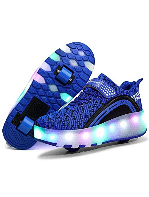 Nsasy Roller Shoes Girls Boys Wheel Shoes Kids Roller Skates Shoes LED Light Up Wheel Shoes for Kids for Children