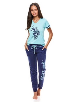 Womens Pajama Set - Short Sleeve Shirt and Pajama Pants Sleepwear and Lounge Sets for Women