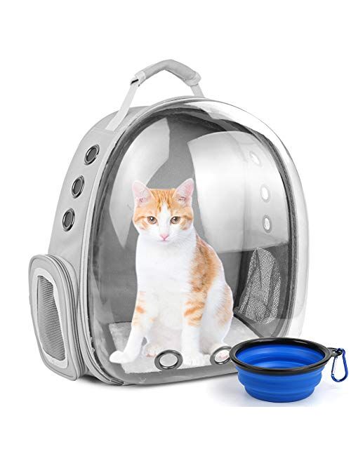 Ssawcasa Cat Backpack Carrier,Large Bubble Pet Backpack,Portable Ventilated Transparent Carry Backpack for Cat & Small Dog,Airline Approved Waterproof Pet Carrier Bag for