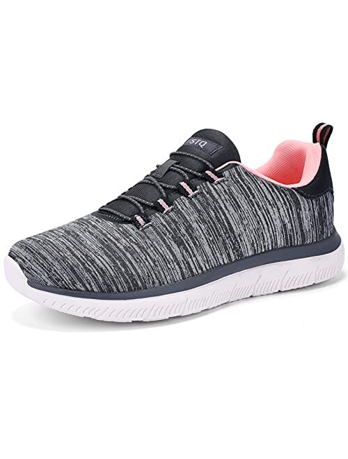 STQ Slip On Walking Shoes for Women Comfortable Tennis Sneaker with Arch Support