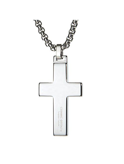 Gestalt Couture Unique GESTALT® Tungsten Cross Pendant with 4mm Surgical Stainless Steel Box Chain.