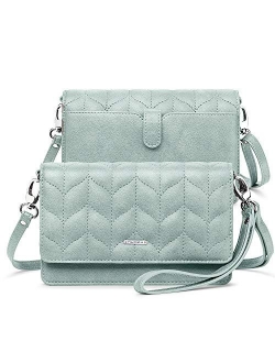 nuoku Women Small Crossbody Bag Cellphone Purse Wallet with RFID Card Slots 2 Straps Wristlet(Max 6.5'')