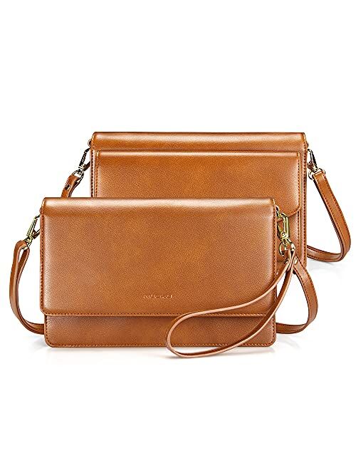 nuoku Women Small Crossbody Bag Cellphone Purse Wallet with RFID Card Slots 2 Straps Wristlet(Max 6.5'')