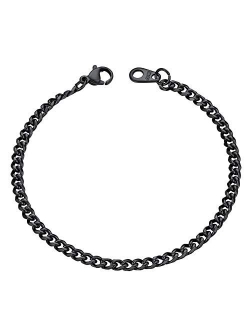 U7 Cuban Chain Bracelet for Men Women, 18K Gold Plated/Black/Stainless Steel Wrist Chain,3/6/9/12mm Width Sturdy Curb Link, 6.5/7.48/8.26" Length- Come with Gift Box