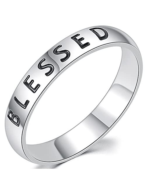 Jude Jewelers 4mm Stainless Steel Love Faith Hope Bessed Mantra Inspirational Wedding Band Ring