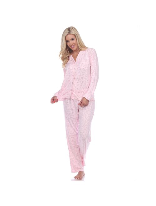 Women's White Mark 2-Piece Top & Bottoms Pajama Set