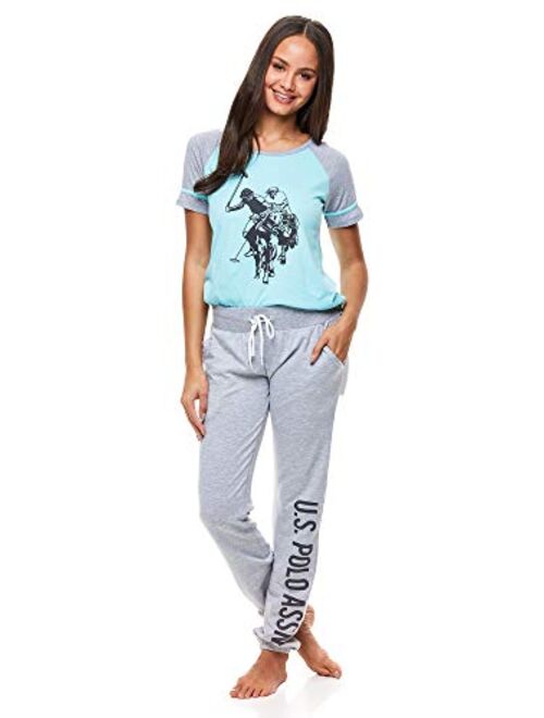 U.S. Polo Assn. Womens Pajama Sets - Tee and Pajama Pants with Pockets Lounge Sets for Women