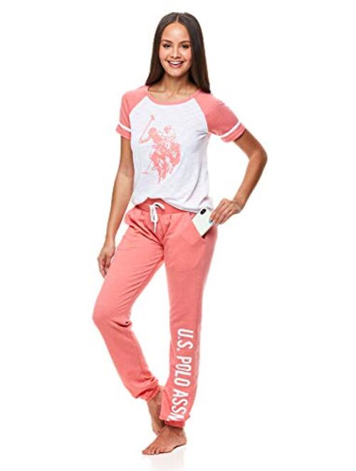 U.S. Polo Assn. Womens Pajama Sets - Tee and Pajama Pants with Pockets Lounge Sets for Women