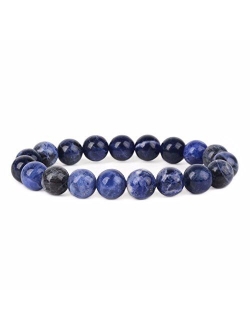 Justinstones Gem Semi Precious Gemstone 10mm Round Beads Stretch Bracelet 7 Inch Unisex