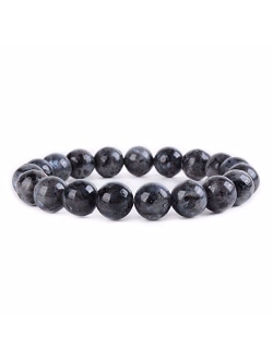 Justinstones Gem Semi Precious Gemstone 10mm Round Beads Stretch Bracelet 7 Inch Unisex