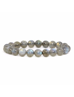 Justinstones Gem Semi Precious Gemstone 10mm Round Beads Stretch Bracelet 7 Inch Unisex