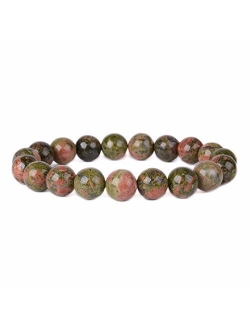 Justinstones Gem Semi Precious Gemstone 10mm Round Beads Stretch Bracelet 7 Inch Unisex