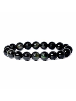 Justinstones Gem Semi Precious Gemstone 10mm Round Beads Stretch Bracelet 7 Inch Unisex