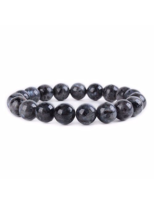 Justinstones Gem Semi Precious Gemstone 10mm Round Beads Stretch Bracelet 7 Inch Unisex