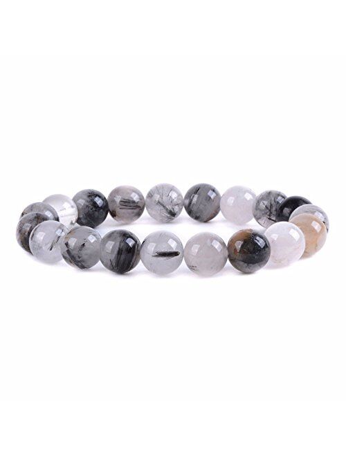 Justinstones Gem Semi Precious Gemstone 10mm Round Beads Stretch Bracelet 7 Inch Unisex