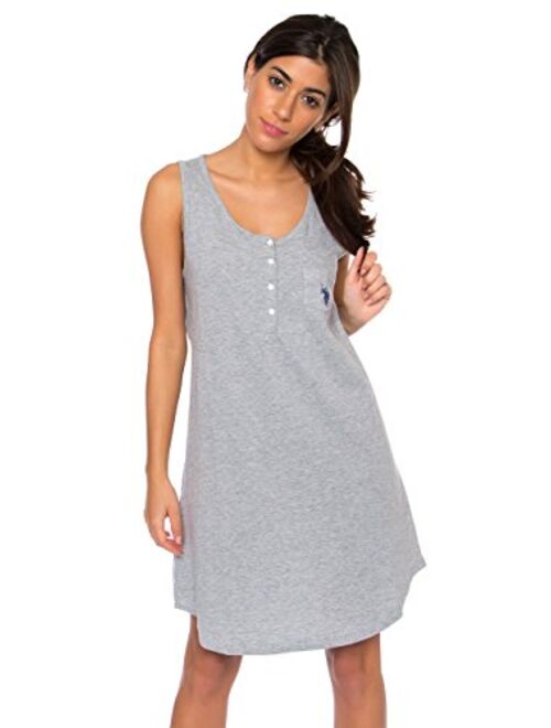 U.S. Polo Assn. Womens Sleeveless Nightgown – Tank Sleep Dress with Woven Back