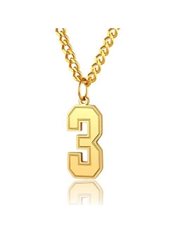 ChainsPro Men 0-9 Jersey Number Necklace-Adjustable Chain, Baseball/Basketball/Football Team Jewelry, Durable Clasp, 316L Stainless Steel/Gold Plated-Send Gift Box