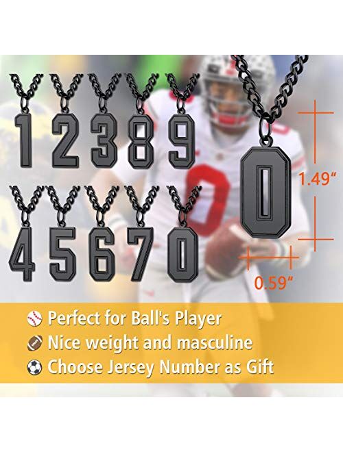 ChainsPro Men 0-9 Jersey Number Necklace-Adjustable Chain, Baseball/Basketball/Football Team Jewelry, Durable Clasp, 316L Stainless Steel/Gold Plated-Send Gift Box