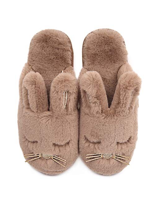 Caramella Bubble Bunny Slippers for Women Fuzzy Animal Memory Foam Indoor House Slippers Christmas Slippers Gifts