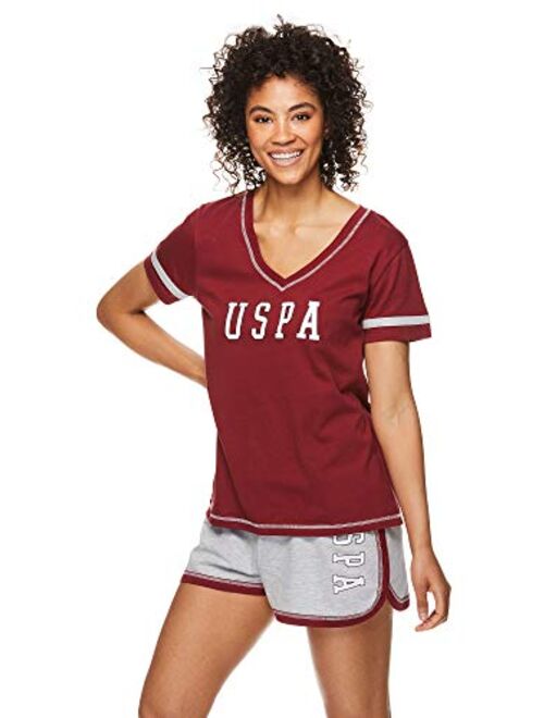 U.S. Polo Assn. Womens Short Sleeve Shirt and Pajama Shorts Lounge Sleep Set