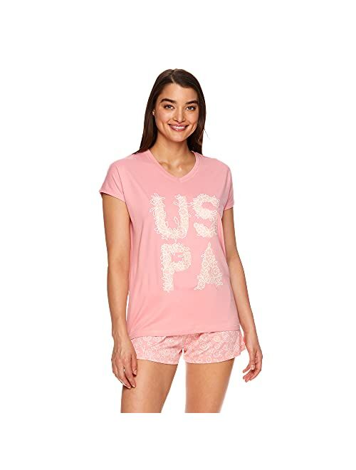 U.S. Polo Assn. Womens Short Sleeve Shirt and Pajama Shorts Lounge Sleep Set