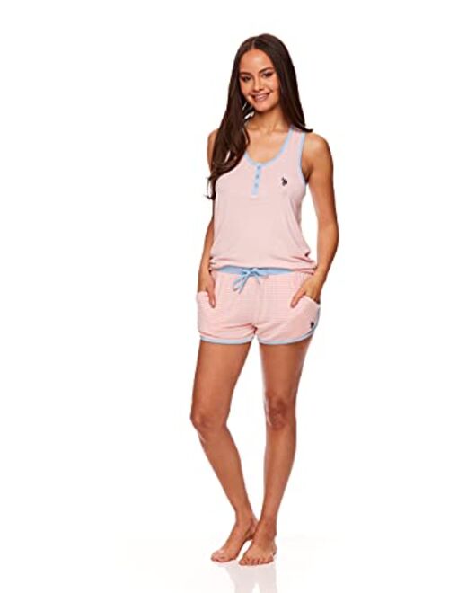 U.S. Polo Assn. Womens Racerback Tank Top and Pajama Shorts with Pockets Lounge Sleep Set