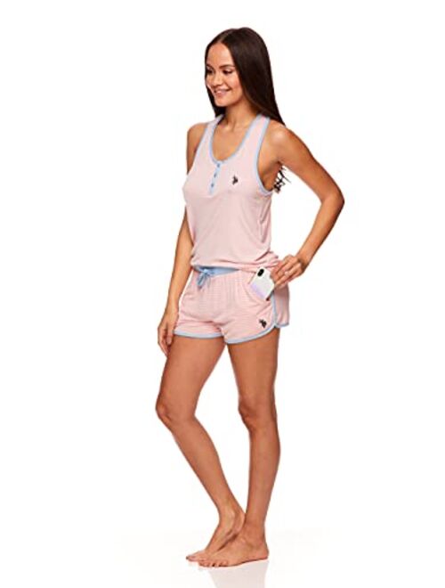 U.S. Polo Assn. Womens Racerback Tank Top and Pajama Shorts with Pockets Lounge Sleep Set