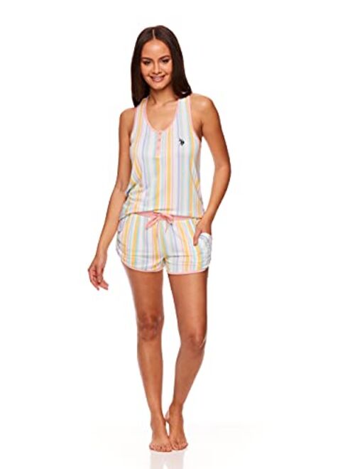 U.S. Polo Assn. Womens Racerback Tank Top and Pajama Shorts with Pockets Lounge Sleep Set