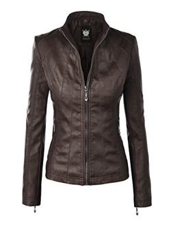 Lock and Love Women's Faux Leather Motocycle Biker Jacket Coat