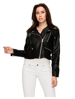 Lock and Love Women's Faux Leather Motocycle Biker Jacket Coat