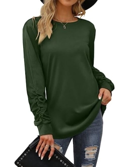 Dofaoo Sweatshirts for Women Crewneck Long Sleeve Shirts Tunic Tops for Leggings