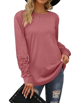 Dofaoo Sweatshirts for Women Crewneck Long Sleeve Shirts Tunic Tops for Leggings