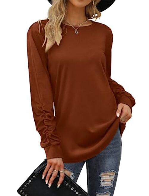 Dofaoo Sweatshirts for Women Crewneck Long Sleeve Shirts Tunic Tops for Leggings