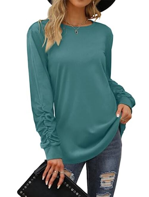 Dofaoo Sweatshirts for Women Crewneck Long Sleeve Shirts Tunic Tops for Leggings