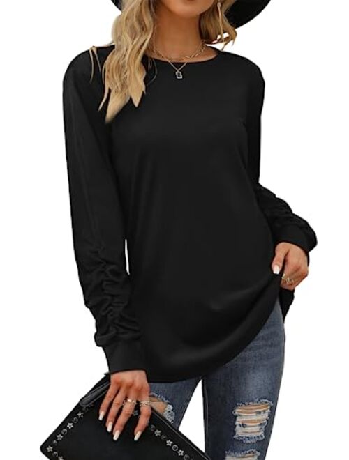 Dofaoo Sweatshirts for Women Crewneck Long Sleeve Shirts Tunic Tops for Leggings