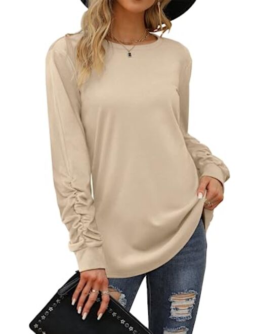 Dofaoo Sweatshirts for Women Crewneck Long Sleeve Shirts Tunic Tops for Leggings