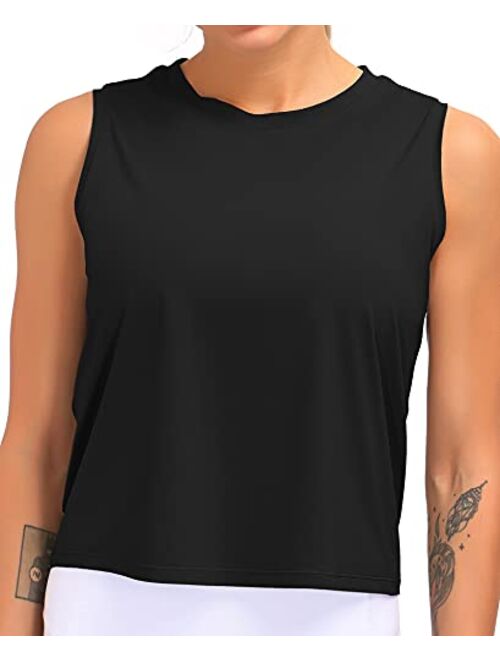 Dragon Fit Women Sleeveless Yoga Tops Workout Cool T-Shirt Running Short Tank Crop Tops