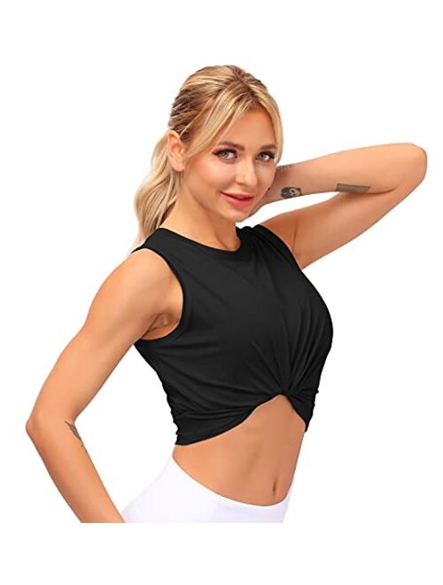 Dragon Fit Women Sleeveless Yoga Tops Workout Cool T-Shirt Running Short Tank Crop Tops