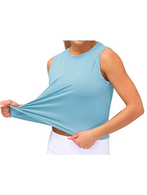 Dragon Fit Women Sleeveless Yoga Tops Workout Cool T-Shirt Running Short Tank Crop Tops