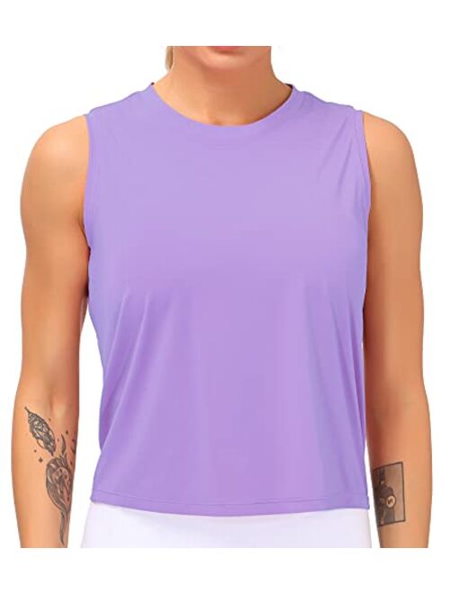 Dragon Fit Women Sleeveless Yoga Tops Workout Cool T-Shirt Running Short Tank Crop Tops