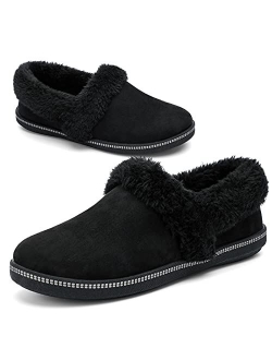 Womens Fuzzy Slippers Indoor Outdoor Warm & Cozy House Shoes with Durable Rubber Sole