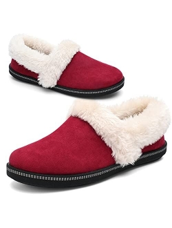 Womens Fuzzy Slippers Indoor Outdoor Warm & Cozy House Shoes with Durable Rubber Sole