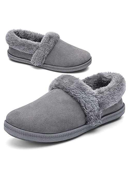 STQ Womens Fuzzy Slippers Indoor Outdoor Warm & Cozy House Shoes with Durable Rubber Sole