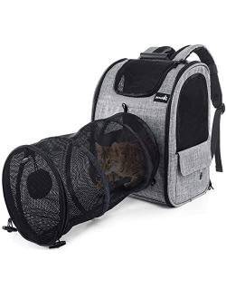 Pecute Pet Carrier Backpack, Cat Backpack Carrier, Expandable with Breathable Mesh for Small Dogs Cats, Dog Backpack Bag for Hiking Travel Camping Hold Pets Up to 18 Lbs