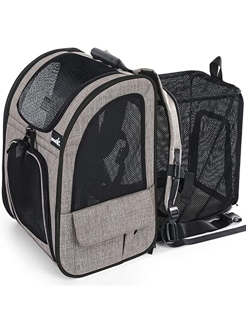 Pecute Pet Carrier Backpack, Cat Backpack Carrier, Expandable with Breathable Mesh for Small Dogs Cats, Dog Backpack Bag for Hiking Travel Camping Hold Pets Up to 18 Lbs