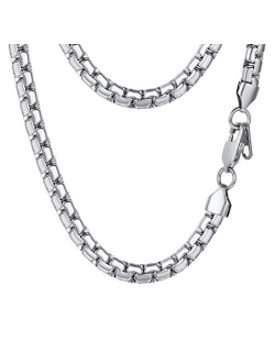 PROSTEEL Stainless Steel Flat Box Chain Necklace/Bracelet, Silver/Gold/Black Tone, Nickel-Free, Hypoallergenic Jewelry, 14”-30”, 7.9”/8.7”, Come Gift Box