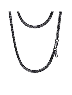 PROSTEEL Stainless Steel Flat Box Chain Necklace/Bracelet, Silver/Gold/Black Tone, Nickel-Free, Hypoallergenic Jewelry, 14”-30”, 7.9”/8.7”, Come Gift Box