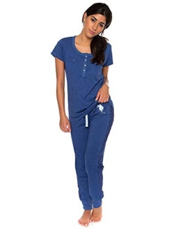 Womens Pajama Set - Short Sleeve PJs with Jogger Pajama Pants